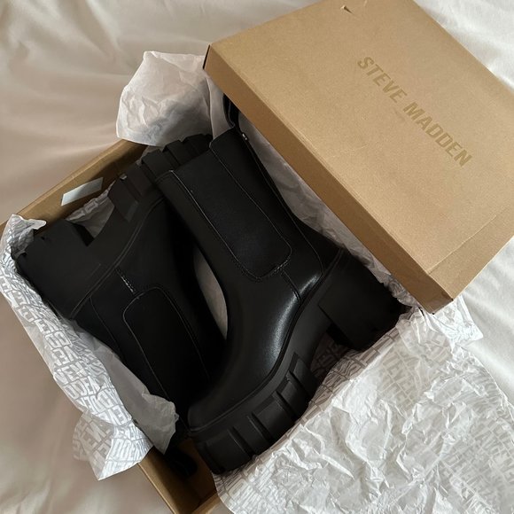 Steve Madden Shoes - Steve Madden Ballistic Platform Ankle Boots Black Leather Size US 7.5